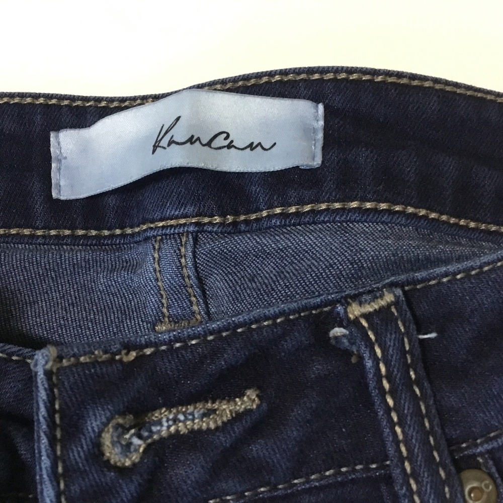 KanCan Jeans Womens Dark Wash High Rise Skinny Jeans Distressed Raw Hem Size 9 - Picture 3 of 8